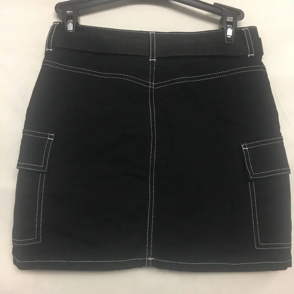 Nasty Gal Skirt 6 Womens‎ Black Cargo Mini Casual White Stitching Fashion skirt